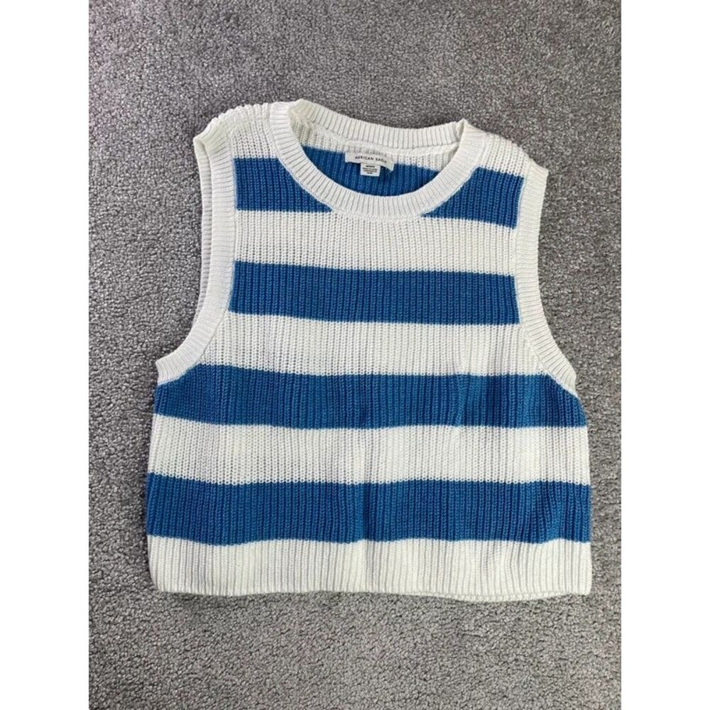 American Eagle Sweater Vest Women’s Medium Blue Striped Knit